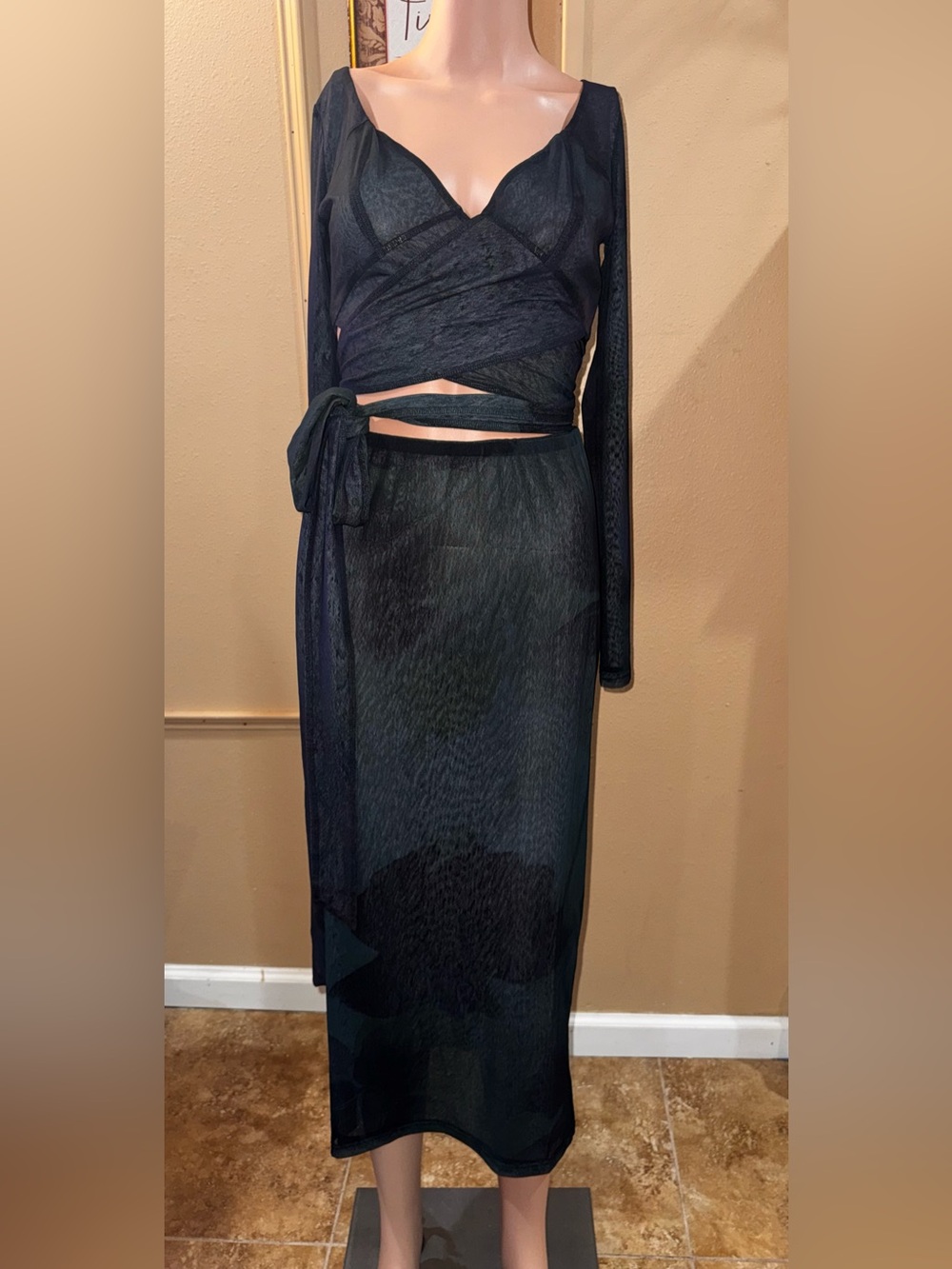 Free People Valentine Reversible Mesh Maxi Skirt Set XS